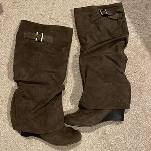 Unionbay Brown Raquel wedge Knee High Boots 8.5